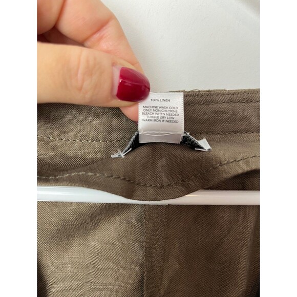 Ann Taylor LOFT Jacket Womens 12 Brown Linen Ruffle Trim Zip Front 3/4 Sleeve - Picture 4 of 7